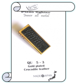 #  Q U 5 - 3  Gold Plated Crocodile Leather